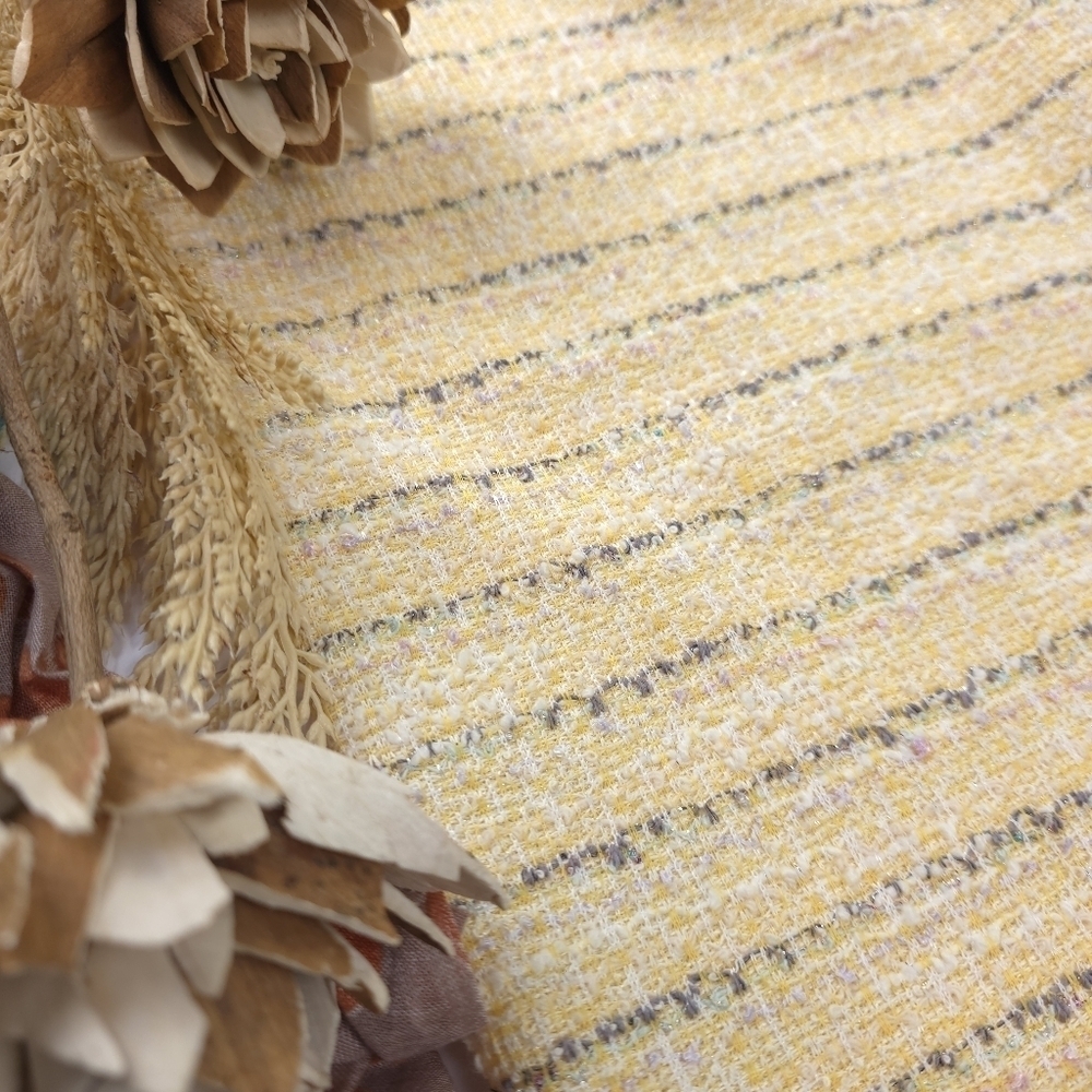 Amanda Charles Tweed Elegant Yellow Striped Skirt Sz L - Picture 9 of 9